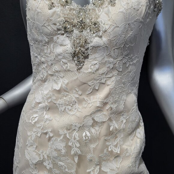 NWT~$2750~KENNETH WINSTON~6/8~IVORY EMBELLISHED LACE WEDDING DRESS BRIDAL GOWN - Picture 4 of 16